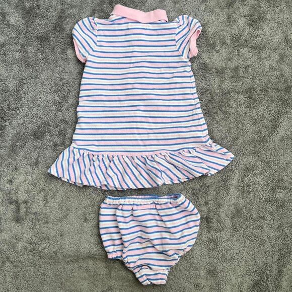Ralph Lauren baby dress set pink blue white striped polo - Picture 4 of 7